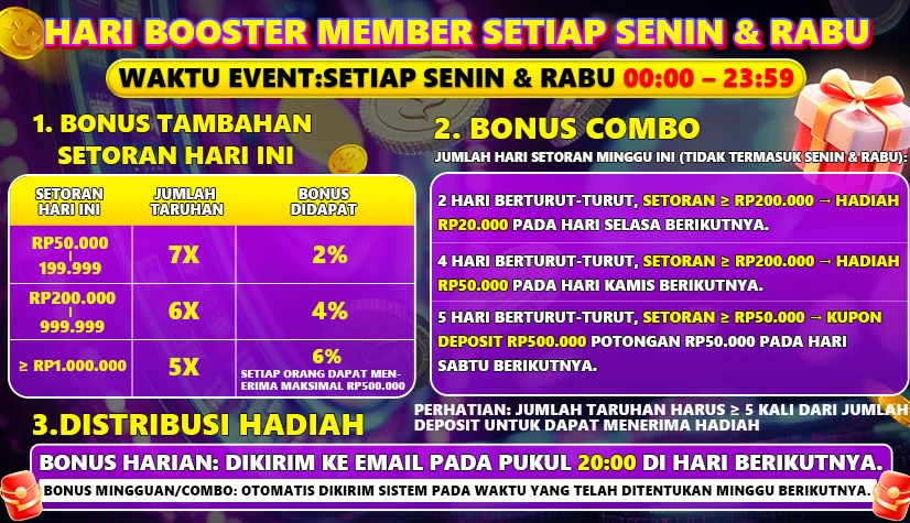 HARI BOOSTER MEMBER SETIAP SENIN & RABU